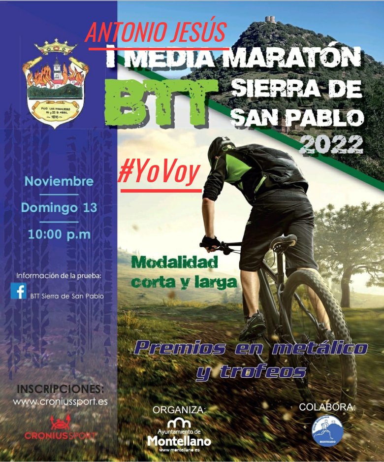 #YoVoy - ANTONIO JESÚS (I MEDIA MARATON BTT SIERRA DE SAN PABLO 2022)