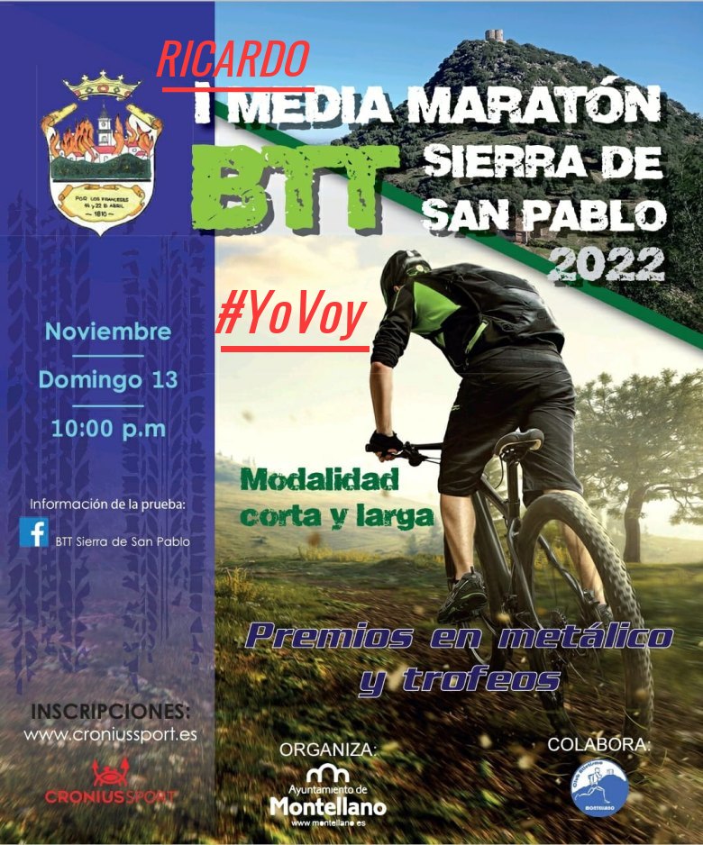 #YoVoy - RICARDO (I MEDIA MARATON BTT SIERRA DE SAN PABLO 2022)